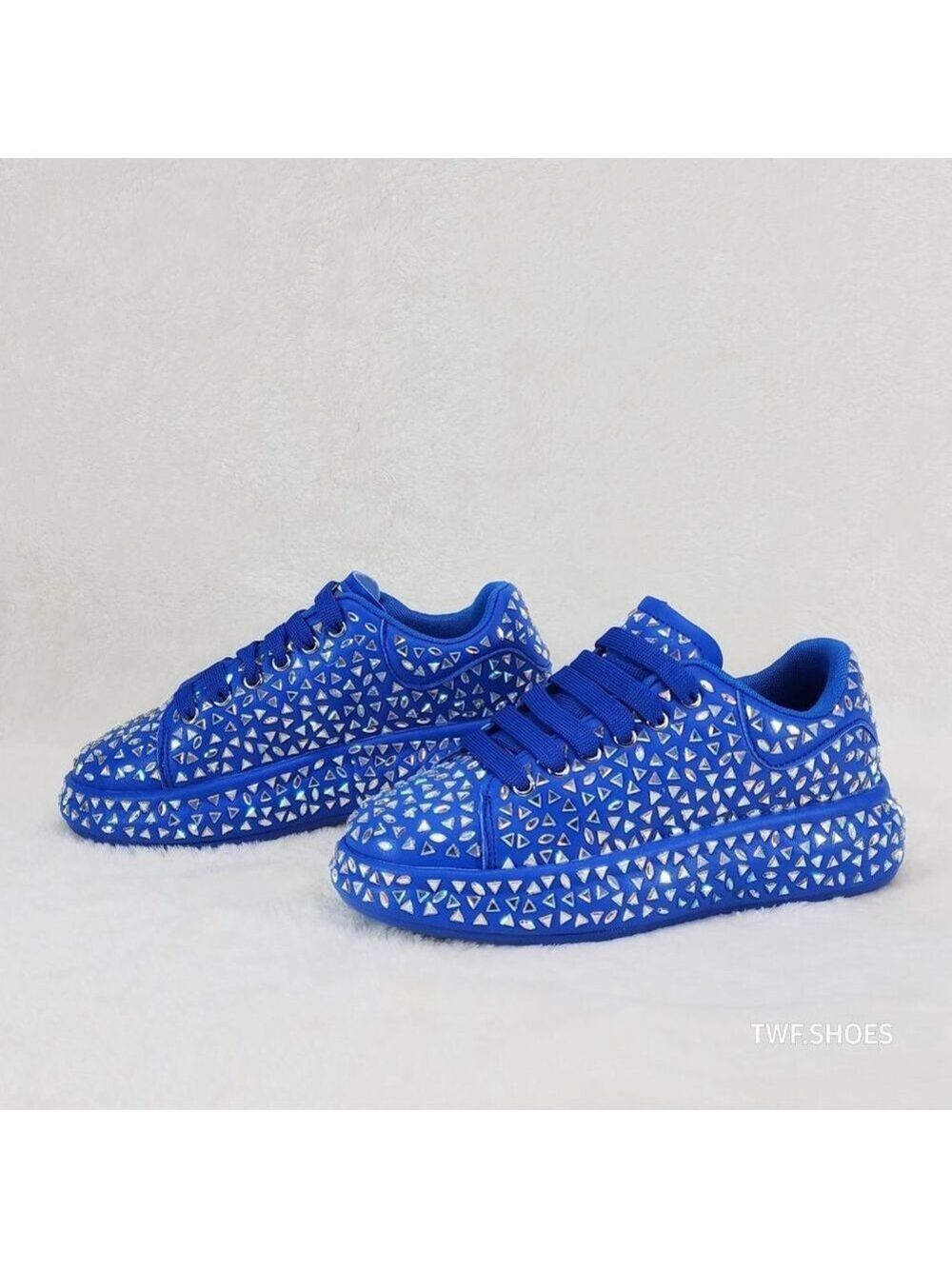 Geo Dazzle Cush Iridescent Stone Blue Platform Sneakers Tennis Shoes
